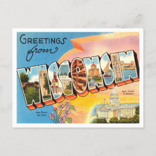Carte Postale Salutations de Wisconsin Vintage Travel