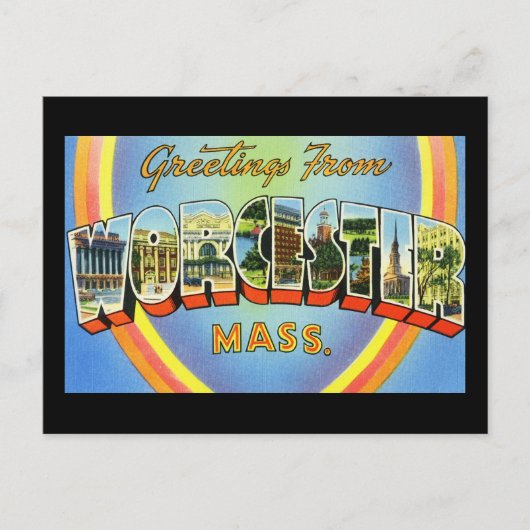 Carte Postale Salutations de Worcester Massachusetts (Devant)