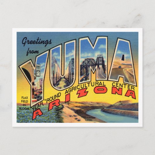 Carte Postale Salutations de Yuma, Arizona Vintage voyage (Devant)