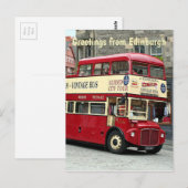 Carte Postale Salutations d'Édimbourg : Tour Bus, Écosse (Devant / Derrière)
