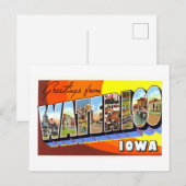 Carte Postale Salutations d'époque de Waterloo, Iowa, (Devant / Derrière)