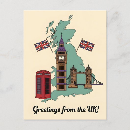 Carte Postale Salutations depuis les monuments britanniques de v (Devant)