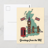 Carte Postale Salutations depuis les monuments britanniques de v (Devant / Derrière)