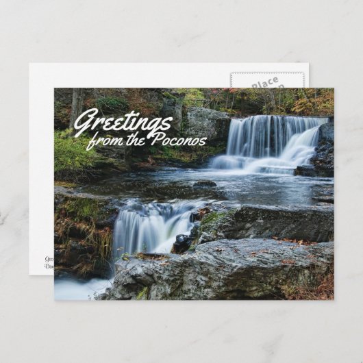 Carte Postale Salutations des Poconos ! Chutes Factory (Devant / Derrière)