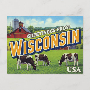 Carte Postale Salutations des vaches de la ferme laitière du Wis