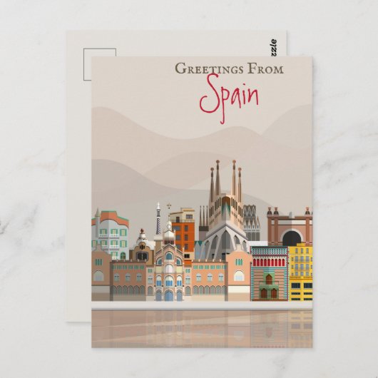 Carte Postale Salutations d'Espagne (Devant / Derrière)