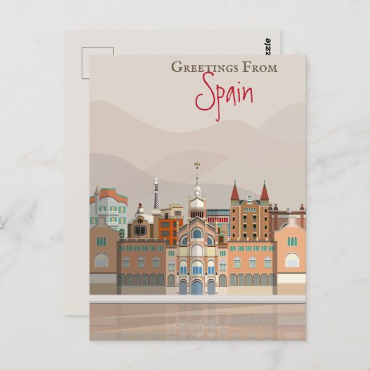 Carte Postale Salutations d'Espagne (Devant / Derrière)