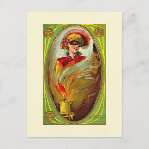 Carte Postale Salutations d'Halloween à la dame masquée