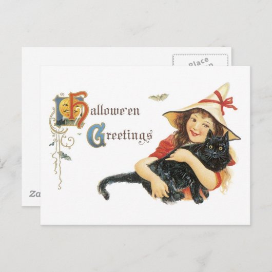 Carte Postale Salutations d'Halloween démodées (Devant / Derrière)