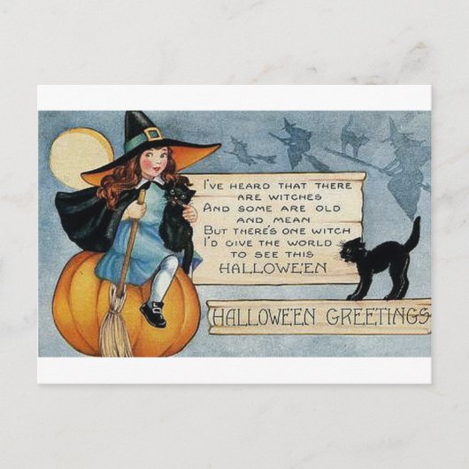 Carte Postale Salutations d'Halloween vintage (Devant)