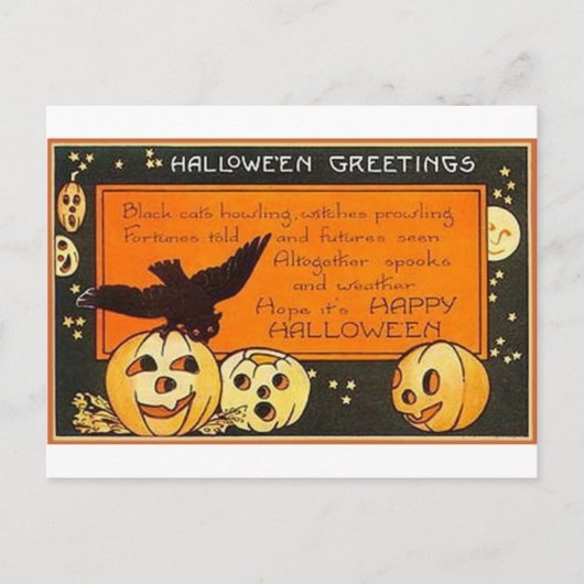 Carte Postale Salutations d'Halloween vintage (Devant)