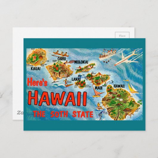 Carte Postale Salutations d'Hawaii (Devant / Derrière)