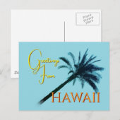 Carte Postale Salutations d'Hawaii - Palmiers (Devant / Derrière)