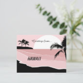Carte Postale Salutations d'Hawaii Rose Brillant  (Debout devant)