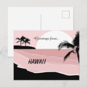 Carte Postale Salutations d'Hawaii Rose Brillant  (Devant / Derrière)