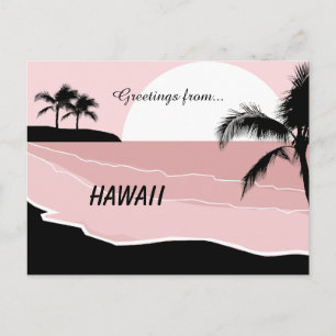 Carte Postale Salutations d'Hawaii Rose Brillant