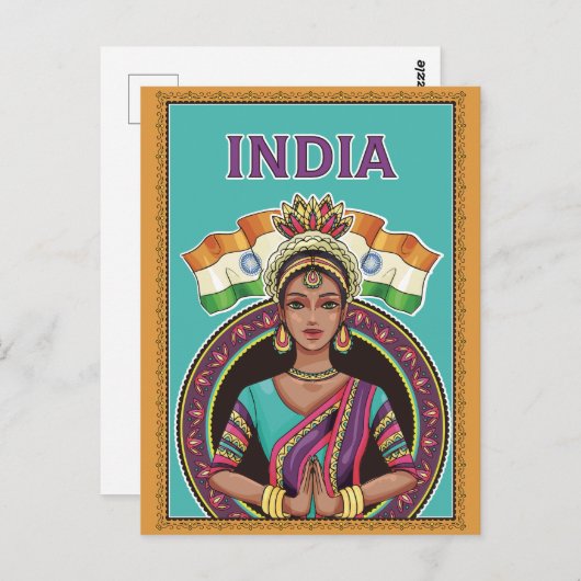 Carte Postale Salutations d'Inde (Devant / Derrière)