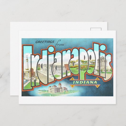 Carte Postale Salutations d'Indianapolis (Devant / Derrière)
