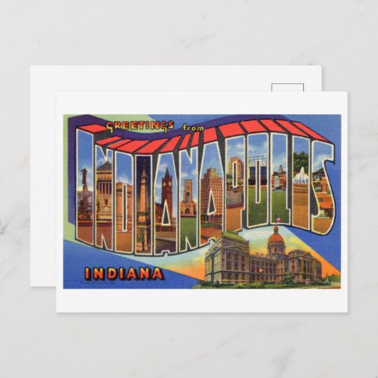 Carte Postale Salutations d'Indianapolis (Devant / Derrière)