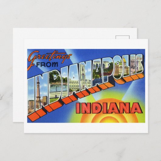 Carte Postale Salutations d'Indianapolis (Devant / Derrière)