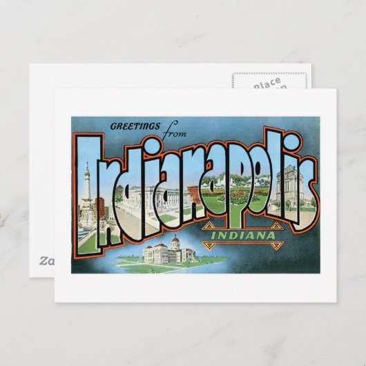 Carte Postale Salutations d'Indianapolis (Devant / Derrière)