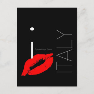 Carte Postale Salutations d'Italie Red Lipstick Love Kiss