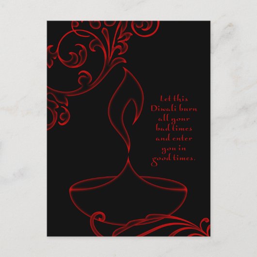 Carte Postale salutations diwali (lumière élégante) (Devant)