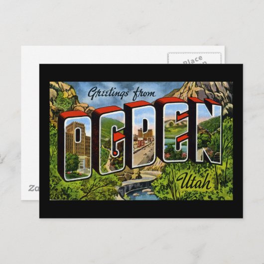 Carte Postale Salutations d'Ogden Utah (Devant / Derrière)