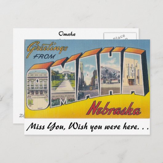 Carte Postale Salutations d'Omaha, Nebraska (Devant / Derrière)