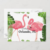 Carte Postale Salutations d'Orlando, FL—flamants roses (Devant / Derrière)