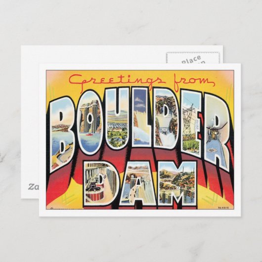 Carte Postale Salutations Du Boulder Dam Nevada (Devant / Derrière)