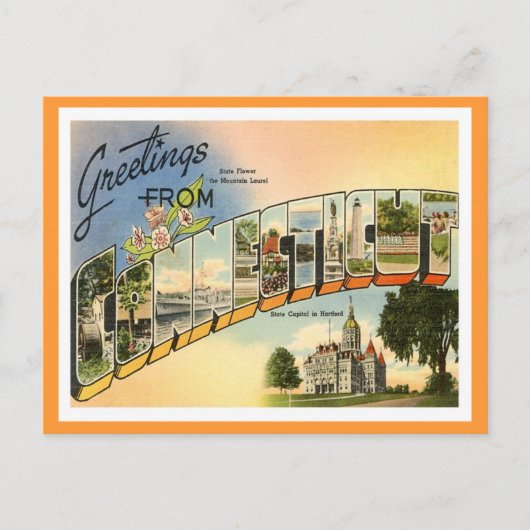 Carte Postale Salutations Du Connecticut (Devant)
