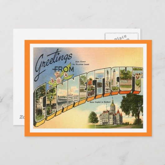 Carte Postale Salutations Du Connecticut (Devant / Derrière)