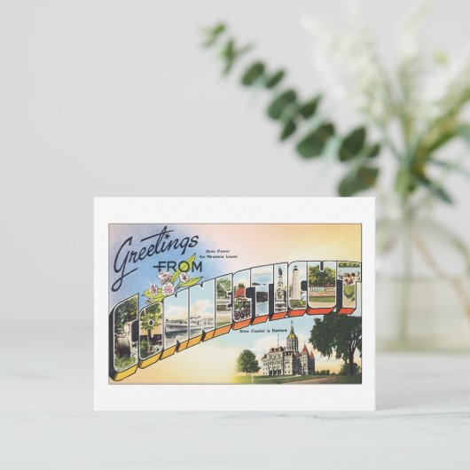 Carte Postale Salutations du Connecticut (Debout devant)