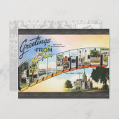 Carte Postale Salutations Du Connecticut, Vintage (Devant / Derrière)