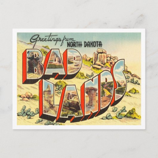 Carte Postale Salutations du Dakota du Nord, Badlands Travel (Devant)