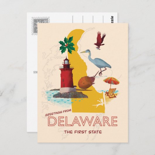 Carte Postale Salutations du Delaware (Devant / Derrière)