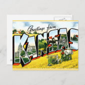 Carte Postale Salutations du Kansas (Devant / Derrière)