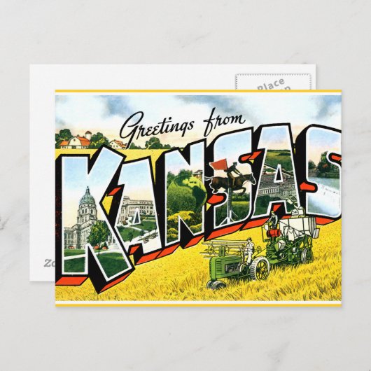 Carte Postale Salutations du Kansas (Devant / Derrière)