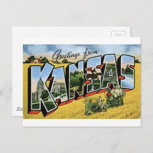 Carte Postale Salutations du Kansas (Devant / Derrière)
