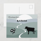 Carte Postale Salutations du Kansas Teintes Vertes Tranquilles (Devant / Derrière)