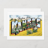 Carte Postale Salutations du Kansas ! Vintage (Devant / Derrière)