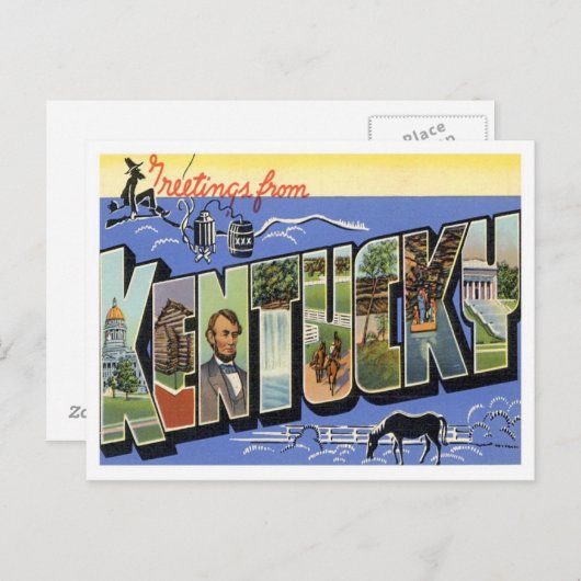 Carte Postale Salutations Du Kentucky (Devant / Derrière)
