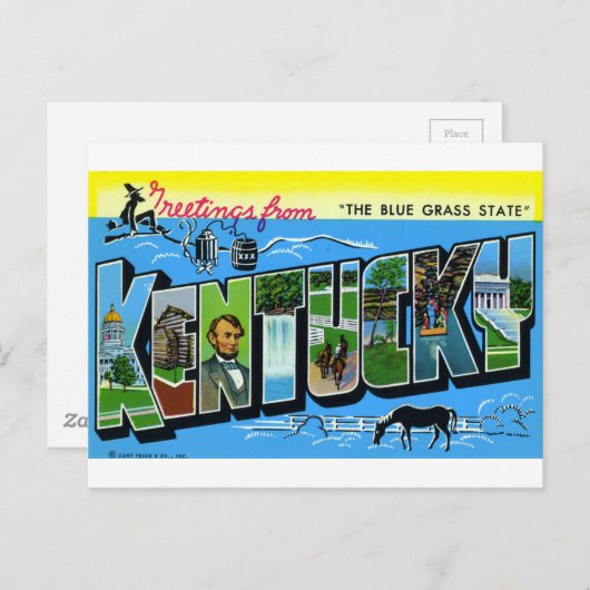 Carte Postale Salutations Du Kentucky (Devant / Derrière)