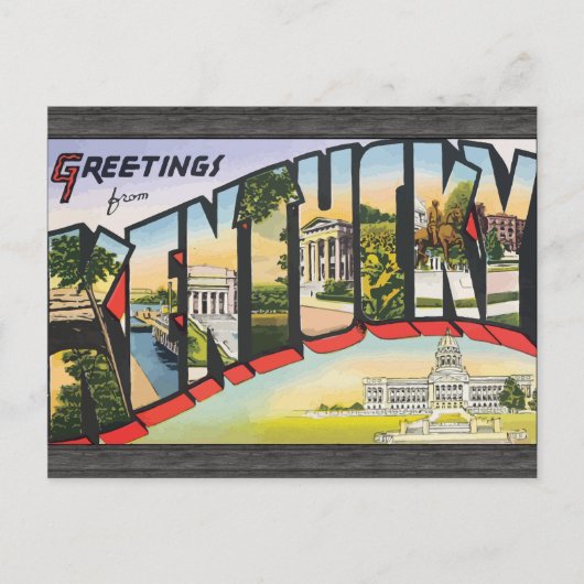 Carte Postale Salutations Du Kentucky, Vintage (Devant)