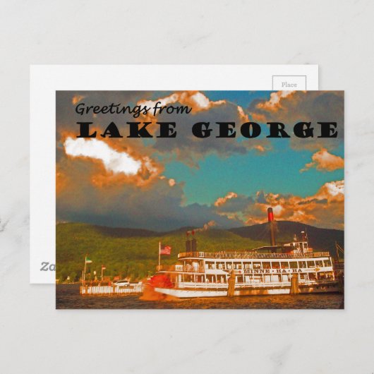 Carte Postale Salutations du lac George (Devant / Derrière)