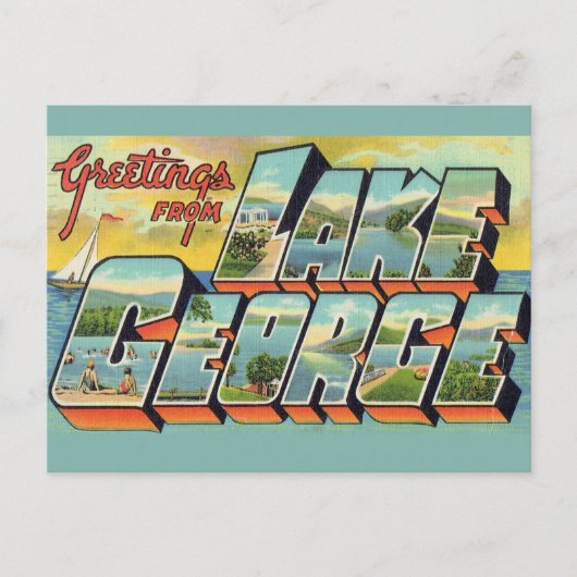 Carte Postale Salutations du lac George  (Devant)