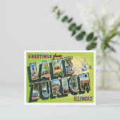 Carte Postale Salutations du lac Zurich, Illinois Travel (Debout devant)