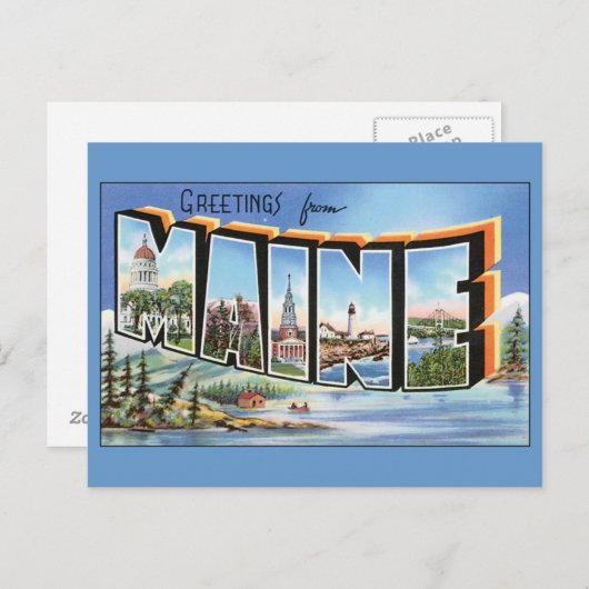 Carte Postale Salutations du Maine (Devant / Derrière)