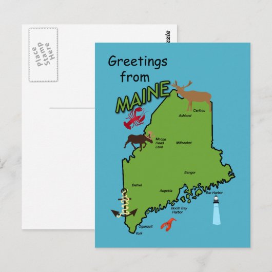 Carte Postale Salutations du Maine (Devant / Derrière)